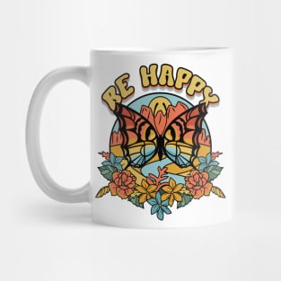 Be happy vintage butterfly rocky mountains sunset Mug